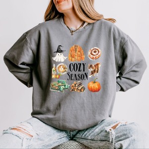 Cozy Season Watercolor Icons - Womens Lightweight Garment Dyed Sweatshirt - 1 of 3