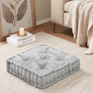 1 Pc Stylish Cozy Square Chenille Floor Pillow Cushion, Tufted Face Scallope Edge Polyester Filled Ultra Soft Cushion for Relaxing Decor Style - 1 of 4