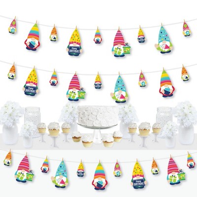 Big Dot of Happiness Gnome Birthday - Happy Birthday Party DIY Decorations - Clothespin Garland Banner - 44 Pieces