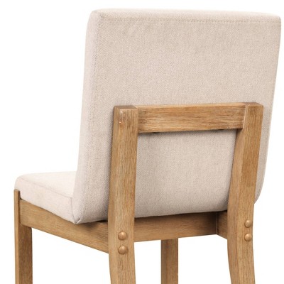Gracie Flax-Brushed Light Brown Upholstered Wood Dining Chair