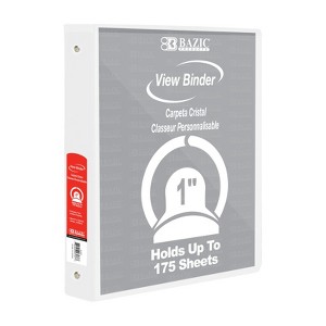 Bazic Products 3-Ring View Binder with 2 Pockets, 1", White (pack of 6) - 1 of 1