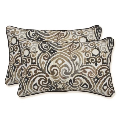 2pc Corinthian Outdoor Throw Pillows Driftwood Black - Pillow Perfect