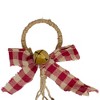 Northlight 15-Inch Pine and Gold Jingle Bell Christmas Door Hanger with Plaid Bow - 3 of 4