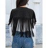 Clearlove Womens Fringe 70s Hippie Costume Sleeveless Cowgirl Western Faux Suede Tassel Leather Outerwear Shawl - 2 of 4