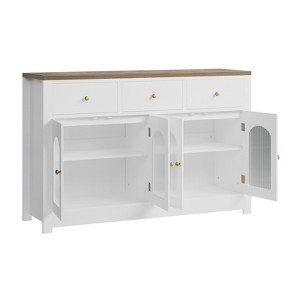 CuisinSmart Large Buffet Sideboard Cabinet with 4 Doors & 3 Drawers, Kitchen Cabinet Display Cabinet with Adjustable Shelf, Wine Buffet Cabinet - 1 of 4