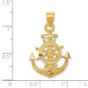 Black Bow Jewelry 14k Yellow Gold Anchor and Ships Wheel Pendant, 19 x 29mm - 4 of 4