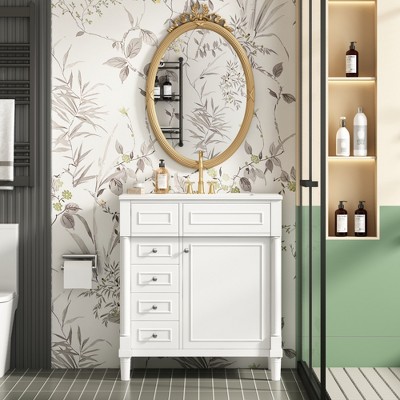 JUJABU 30" Freestanding Bathroom Vanity with Sink, 2 Drawers and Soft-Closing Door