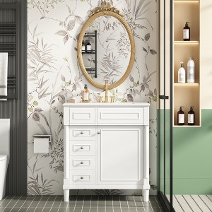 JUJABU 30" Freestanding Bathroom Vanity with Sink, 2 Drawers and Soft-Closing Door - 1 of 4
