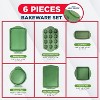 BAKKEN Kitchen Baking Pan Set - Nonstick Green Marble Coating, Carbon Steel Bakeware Sets, Oven Safe (Up To 450° F), Set of 6 - 2 of 4