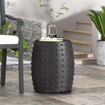 MOEPISY Outdoor Lightweight Concrete End Table, Matte Black