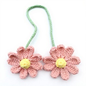 Anna-Kaci Crochet Daisy Car Mirror Hanging Decoration with Dual Flower Design - Mauve Pink - 1 of 4