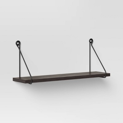 24" x 6" Metal/Wood Hanging Wall Shelf Black - Threshold™