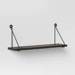 24" x 6" Metal/Wood Hanging Wall Shelf Black - Threshold™