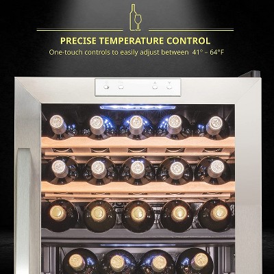 Stainless Steel Freestanding Dual Zone Wine Cooler with Interior Lighting