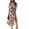 Coolmee Women's Boho Floral Print Dress V Neck Beach Party Flowy Ruffle  Wedding Guest Midi Dress - 2 of 4