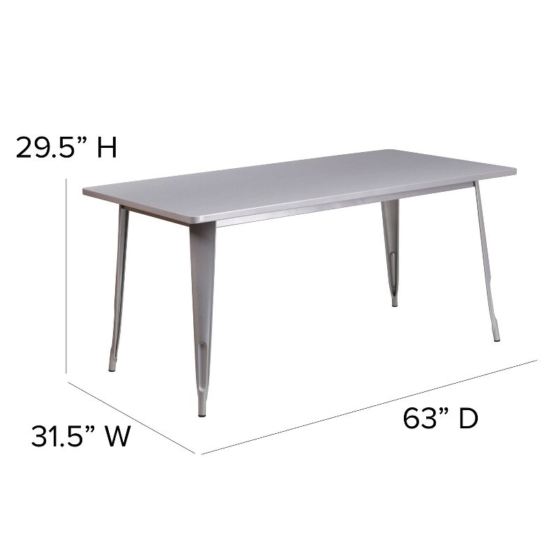 Flash Furniture Commercial Grade 31.5" x 63" Rectangular Metal Indoor-Outdoor Table, 3 of 4