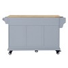 Kitchen Island with Rubber wood Countertop, Kitchen Cart on 5 Wheels with Storage Cabinet and 2 Top Drawers and A center double layered storage drawer - 3 of 4