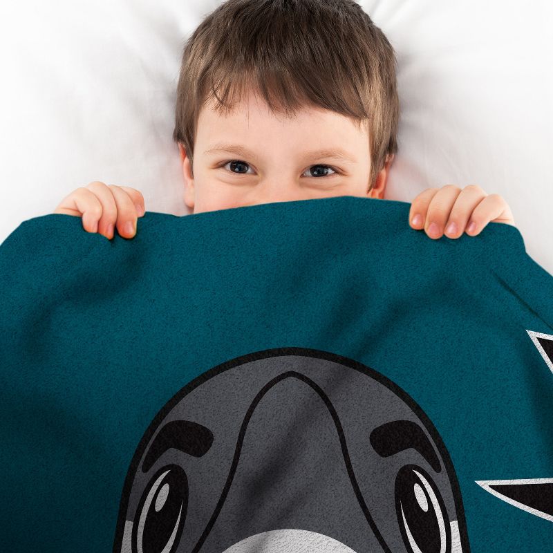 Sleep Squad San Jose Sharks SJ Sharkie Mascot 60 x 80 Raschel Plush Blanket, 4 of 6
