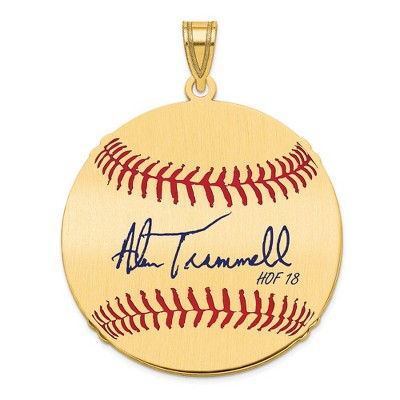 Black Bow Jewelry 14K Gold Plated Alan Trammell Signature LG Enamel Baseball Pendant