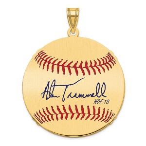 Black Bow Jewelry 14K Gold Plated Alan Trammell Signature LG Enamel Baseball Pendant - 1 of 4