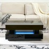 TiramisuBest 39.3" Modern Coffee Table, Lift Top with Hidden Storage, 2 Drawers & LED Lighting,Black - 2 of 4