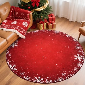 Christmas Snowflake Area Rug, Indoor Floor Carpet Washable with Non Slip Backing, Low Pile Stain Resistant Floor Mat for Living Room, Nursery - 1 of 4