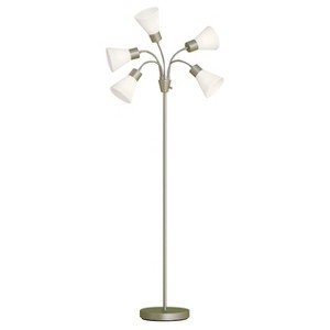 5 Head Floor Lamp White Shade with Silver Frame (Lamp Only) - Room Essentials