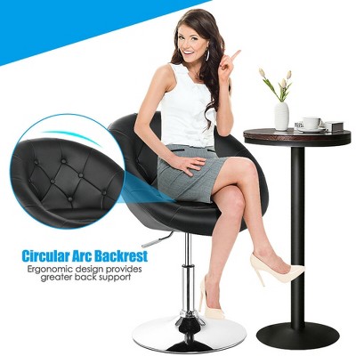 Modern Adjustable Swivel Accent Chair in Tufted Black PU Leather