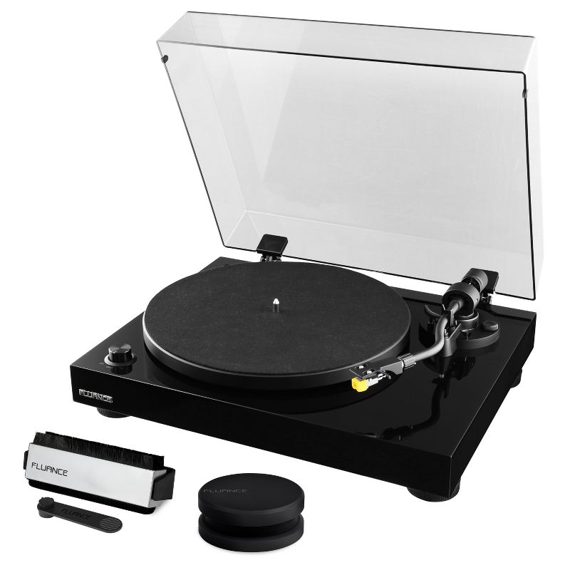 Fluance RT80 Classic Vinyl Turntable Record Player, Audio Technica Cartridge with Record Weight and Vinyl Cleaning Kit - Piano Black, 1 of 10