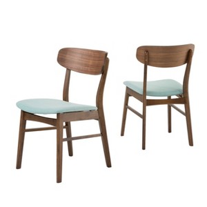 Lucious Dining Chair (Set of 2) - Mint/Walnut - Christopher Knight Home, Green/Brown
