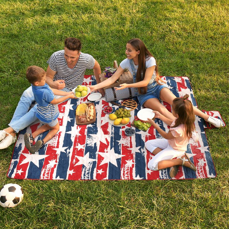Tirrinia Extra Large Picnic Blanket, Waterproof Lightweight Portable Outdoor Mat for Family Camping, Park, Beach,  ( US Patriotic Print, 70''X80''), 6 of 9