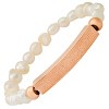 Steeltime Ladies freshwater pearls and stainless steel Prayer id bracelet. Color Options: Gold, Rose Gold - 2 of 4