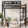 Okak Full Size Loft Bed with Ladder, Bed Frames with Storage basket and Safety Guardrail, Twin Loft Bed for Kids, Teenagers - 2 of 4