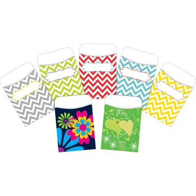 3pk 30ea Chevron and Flora Peel & Stick Library Pockets - Barker Creek