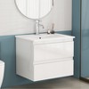 Gulches 24 in 1 Sink All-in-One Vanity Glossy White Bath Vanity with White Ceramic Top Soft Close Handle-Free - 2 of 4