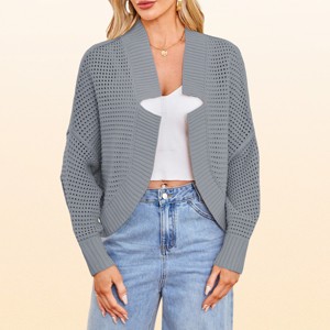 EadianDree Womens Open Front Cardigan Sweater Loose Batwing Sleeve