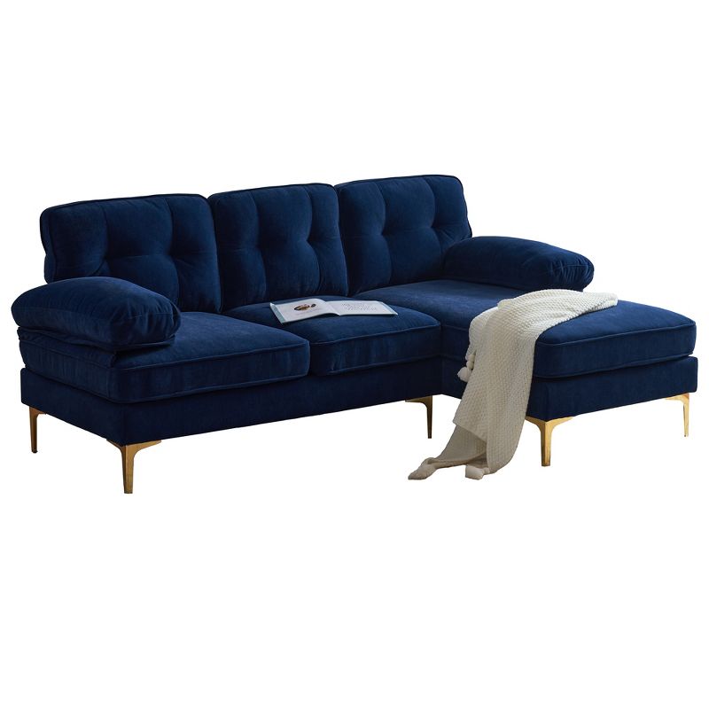 83" Modern Velvet Upholstered Sectional Sofas Couch-ModernLuxe, 5 of 11