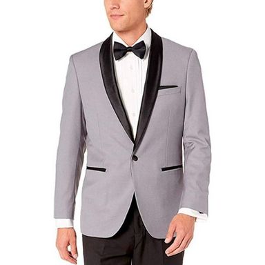 Adam Baker Men's Slim Fit Satin Shawl Collar Tuxedo Suit - 2-Piece Formal Wear, Polyester/Viscose