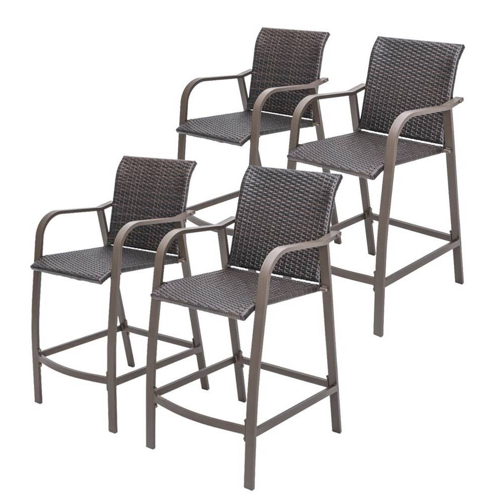 4pk Outdoor Wicker Barstools Brown Crestlive Products