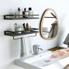 Angel Sar Bathroom Shelf with Towel Bar, Set of 2 Rustic Floating Wall Shelves, Solid Paulownia Wood Storage - 2 of 4