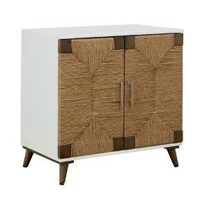 Treasure Trove Accents 2 Door Cabinet Egret White/Jute: Mango Wood, Divided Storage, 30x18x30", ASTM Compliant - 1 of 4
