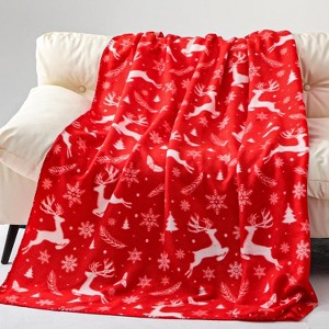 Lomsoe Christmas Blanket Red Reindeer Flannel Throw Warm Blanket for Couch Bedroom Bed Sofa Office Winter Travel. - 1 of 4