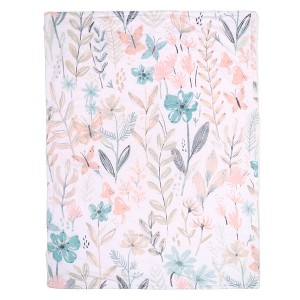 Lambs & Ivy Baby Blooms Watercolor Floral/Butterfly Soft Fleece Baby Blanket - 1 of 4