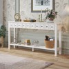 KTMBDW Long Console Table Entryway Table with Different Size Drawers and Bottom Shelf, Narrow Storage Sofa Table for living room Entryway, White - image 3 of 4