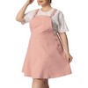 Agnes Orinda Women's Plus Size Denim Side Button Adjustable Strap Overall Jumpers - 2 of 4