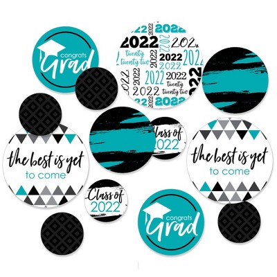 Big Dot of Happiness Teal Grad - Best is Yet to Come - 2022 Graduation Party Giant Circle Confetti - Turquoise Grad Party Décor - Large Confetti 27 Ct