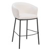 HomeRoots 30" Ivory And Black Shearling And Steel Bar Height Bar Chair - 4 of 4