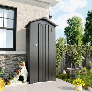 2.5×1.4 FT Small Outdoor Tool Shed with Adjustable Shelves, Weather-Resistant Metal Storage Shed for Backyard or Garden–The Pop Home - 1 of 4