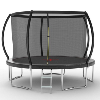 Jump Into Fun 12FT trampoline Pumpkin Waterproof and weatherproof With Curved Safety Padded Poles, Safety Net And 5 Legs for Kids & Adults