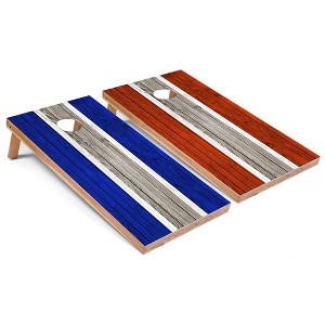 Skip's Garage Royal and Orange Striped Cornhole Board Set, Includes 2 Boards, 8 Bags - 1 of 4
